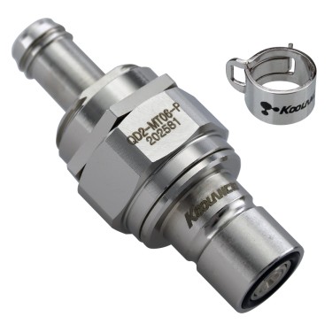 QD2 Male Quick Disconnect No-Spill Coupling, Panel Barb for ID 06mm (1/4in)