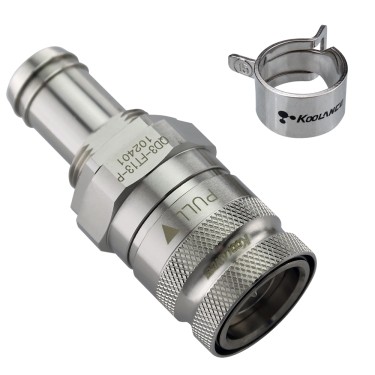 QD3 Female Quick Disconnect No-Spill Coupling, Panel Barb for ID 13mm (1/2in)